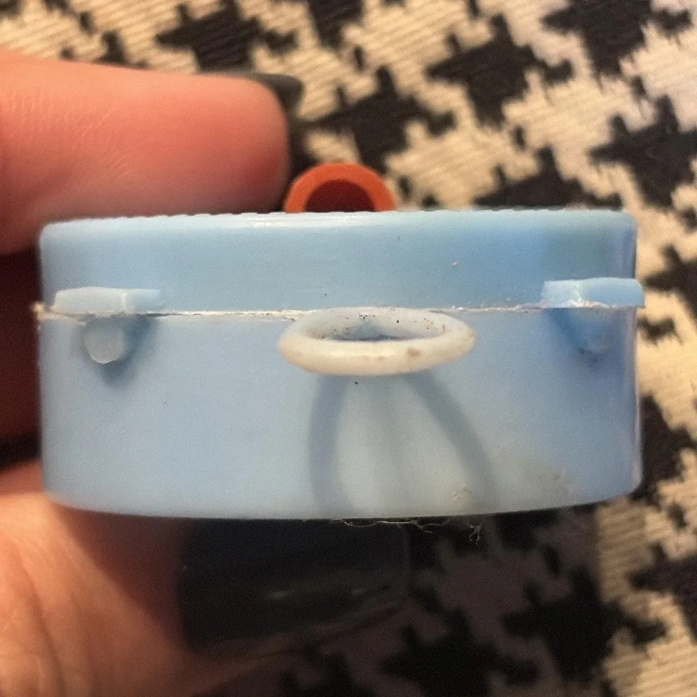VTG Small Plastic Blue Purse Case Rain Bonnet Hong Kong Dollhouse Mini Accessory